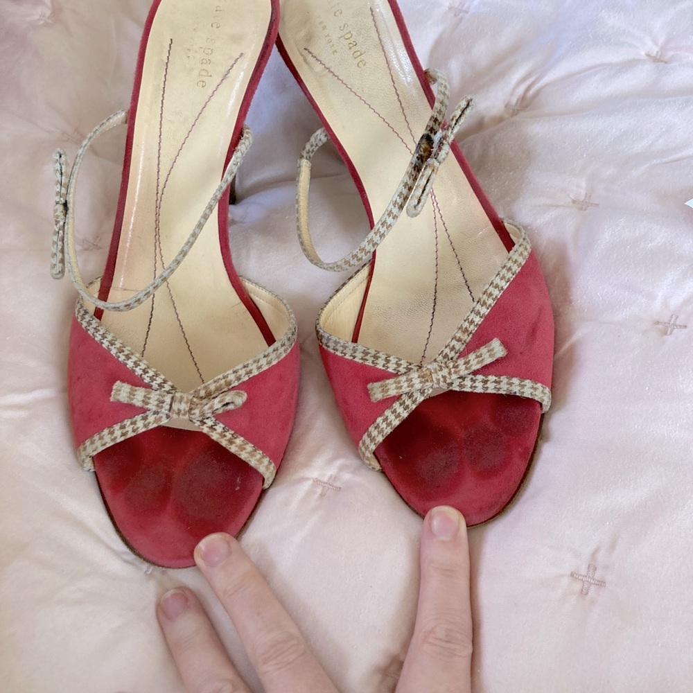 Kate Spade peep toe suede pumps